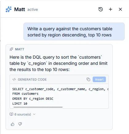 Matt writing a query against your actual data tables